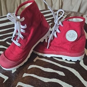 Palladium Kids Red Lace-Up Boots